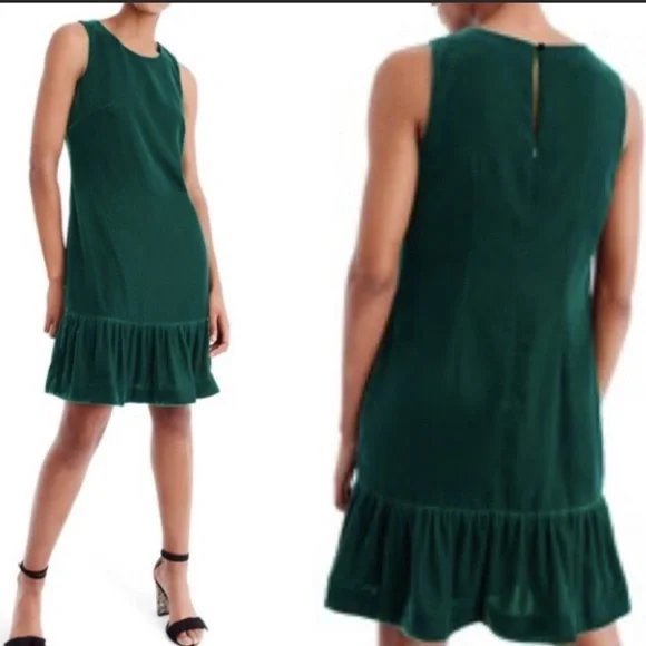 J. Crew | Dresses | Jcrew Nwt Green Velvet Dress Size 8t | Poshmark